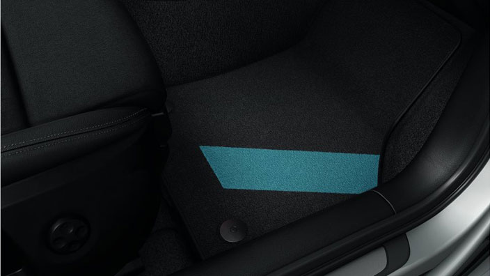 Audi A3 оригинальные текстильные коврики с синей декорацией